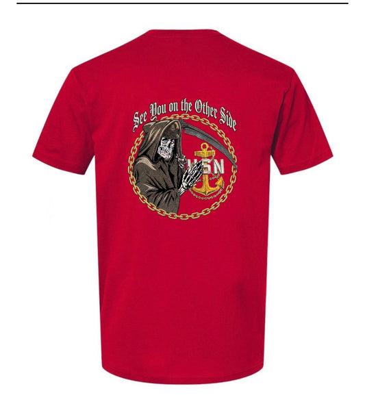 See You on the Other Side Grim Reaper Red T-Shirt