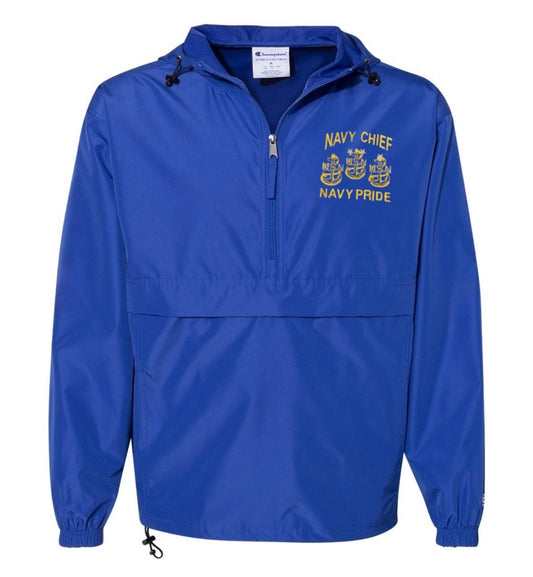 Royal Blue Champion Navy Chief Navy Pride Quarter-Zip Windbreaker