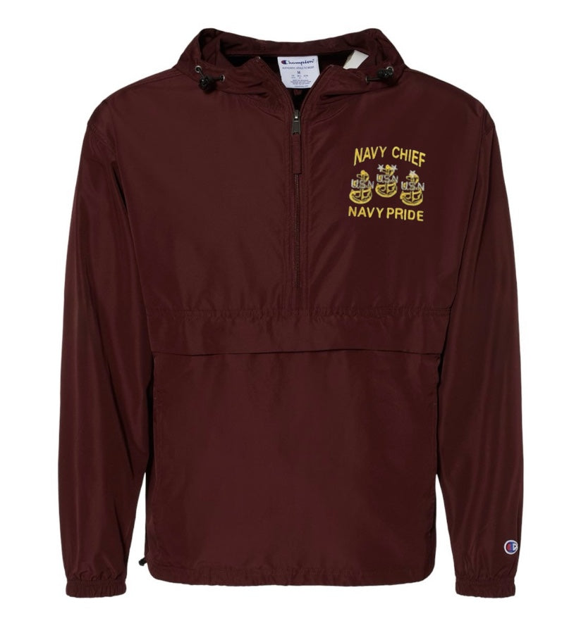 Burgundy Champion Navy Chief Navy Pride Quarter-Zip Windbreaker