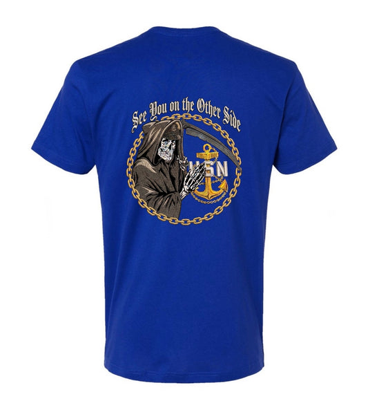 See You on the Other Side Grim Reaper Royal Blue T-Shirt