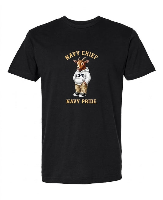 Navy Chief Navy Pride CPO Goat Black T-Shirt