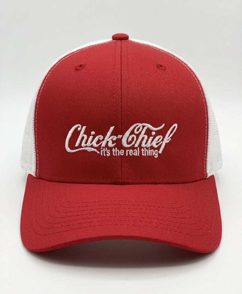 Red and White Chick Chief Real Thing Trucker Ponytail Hat