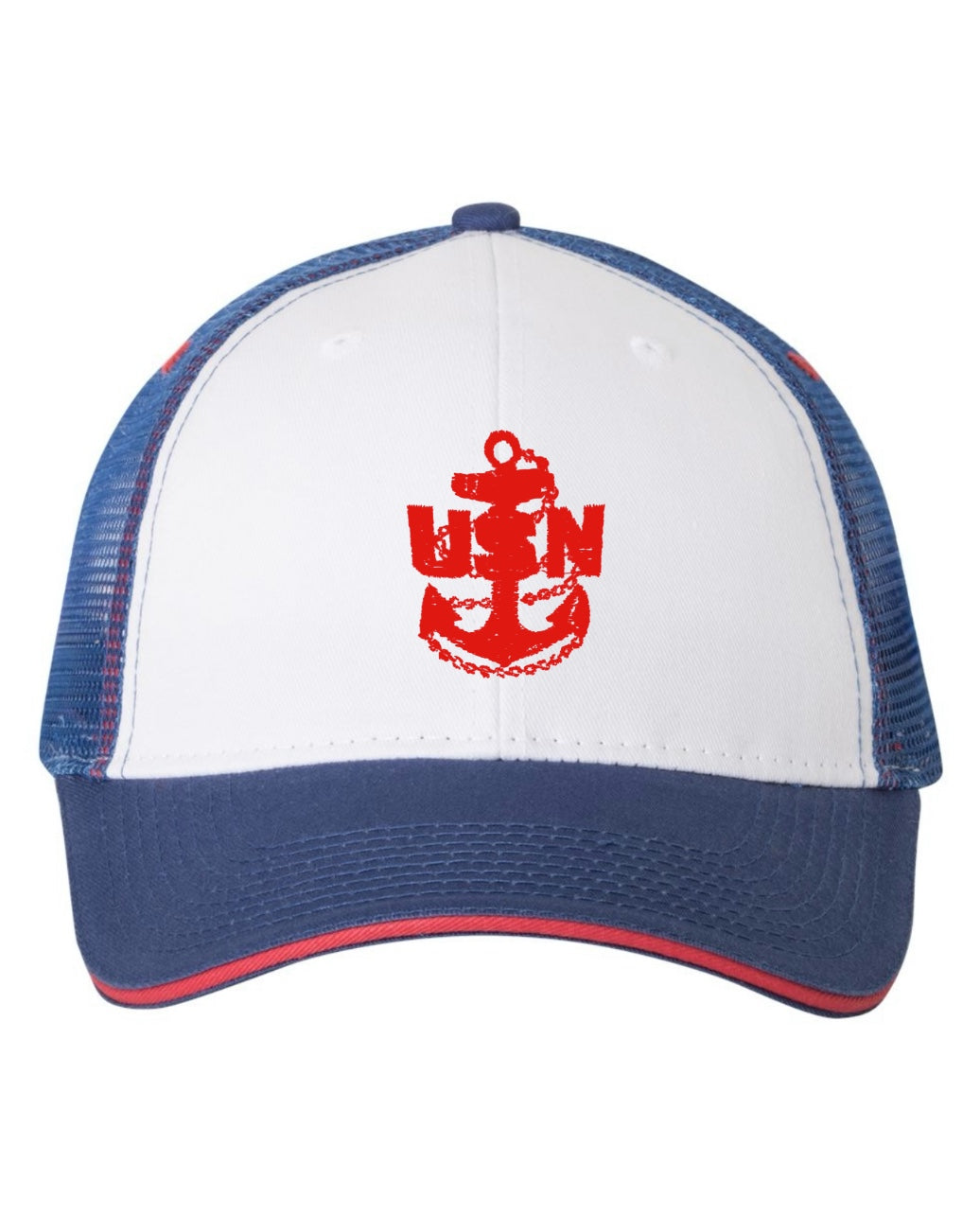 White, Royal Blue, and Red Trucker Hat