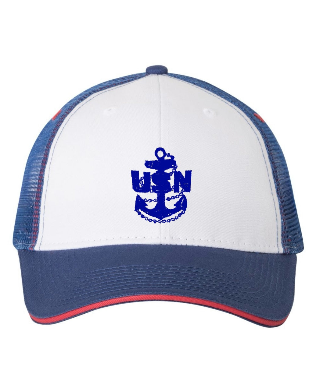 White, Royal Blue, and Red Trucker Hat