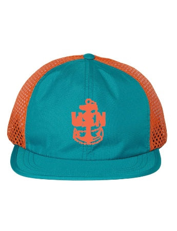 Teal and Orange Wide Mesh Trucker Hat