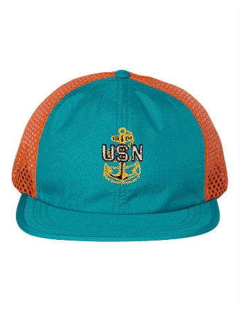 Teal and Orange Wide Mesh Trucker Hat