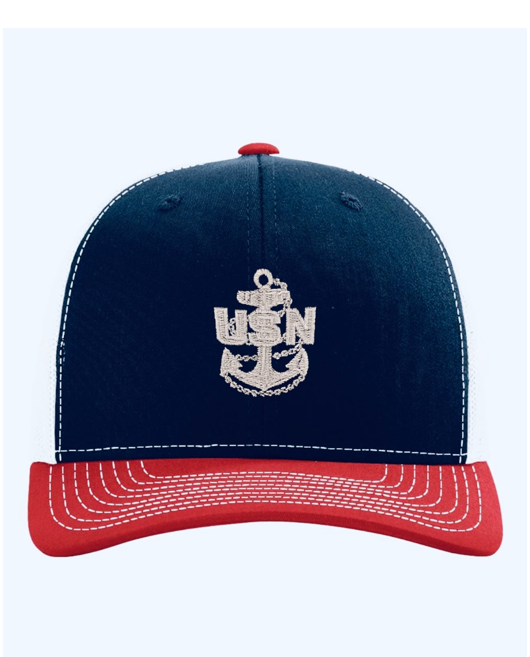 Navy Blue Red and White Trucker Hat