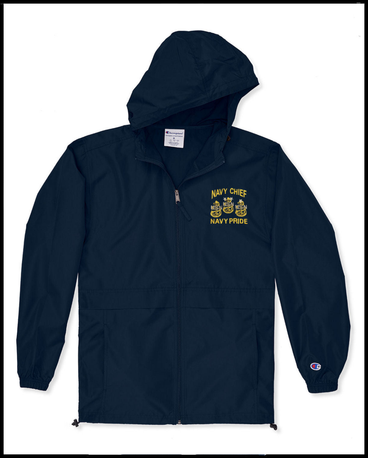 Navy Blue Full Zip Up Patriot Team Goat Champion Navy Chief Navy Pride Windbreaker Jacket