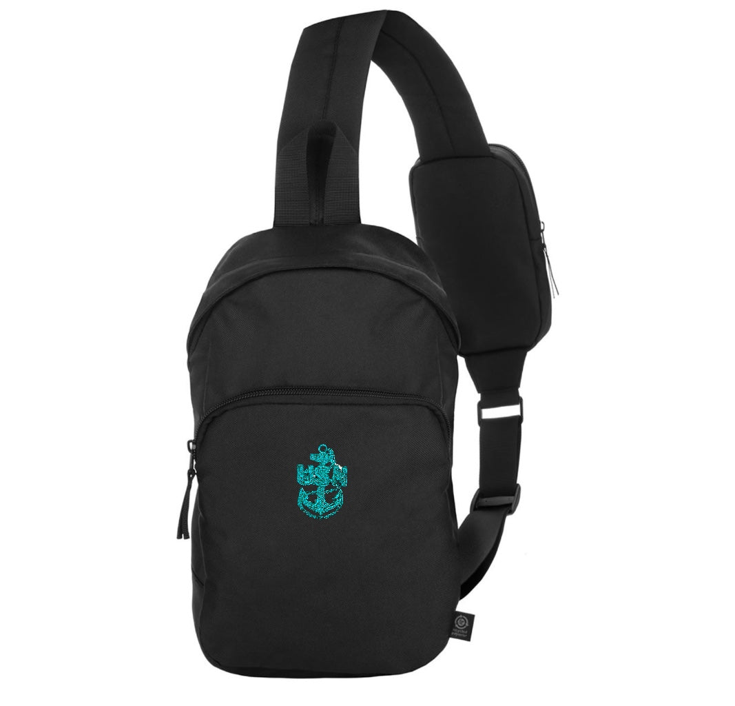 Black CPO Sling Bag with Tahiti Blue Anchor