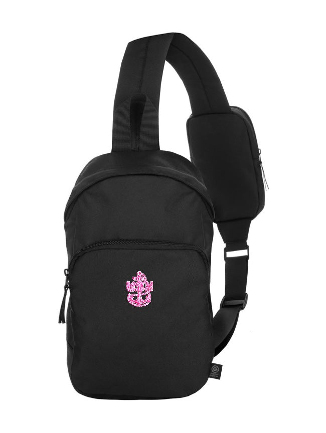 Black CPO Sling Bag with Pink Anchor