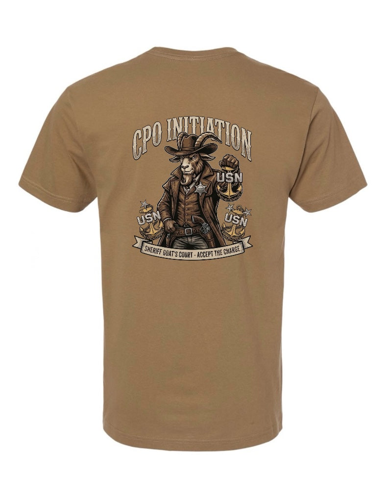 Sheriff Goat Initiated Season Coyote Brown T-Shirt