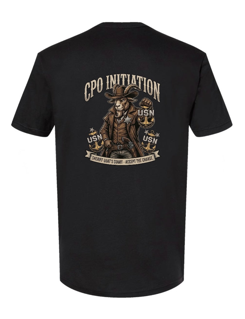 Sheriff Goat Initiated Season Black T-Shirt
