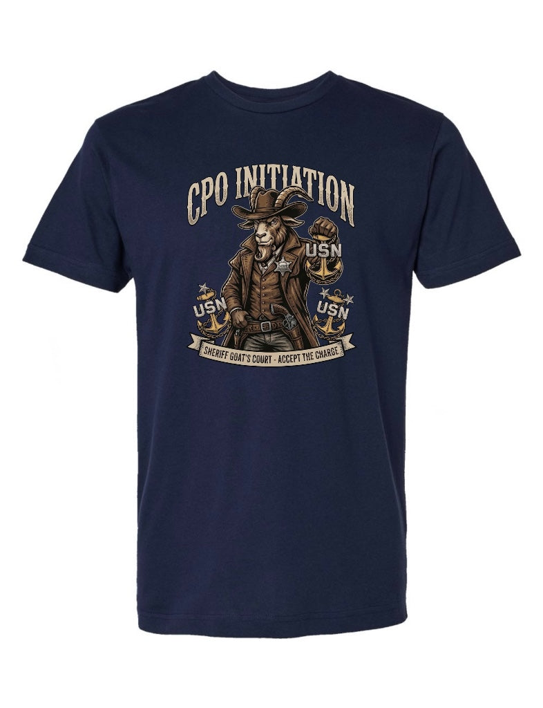 Sheriff Goat Initiated Season Navy Blue T-Shirt