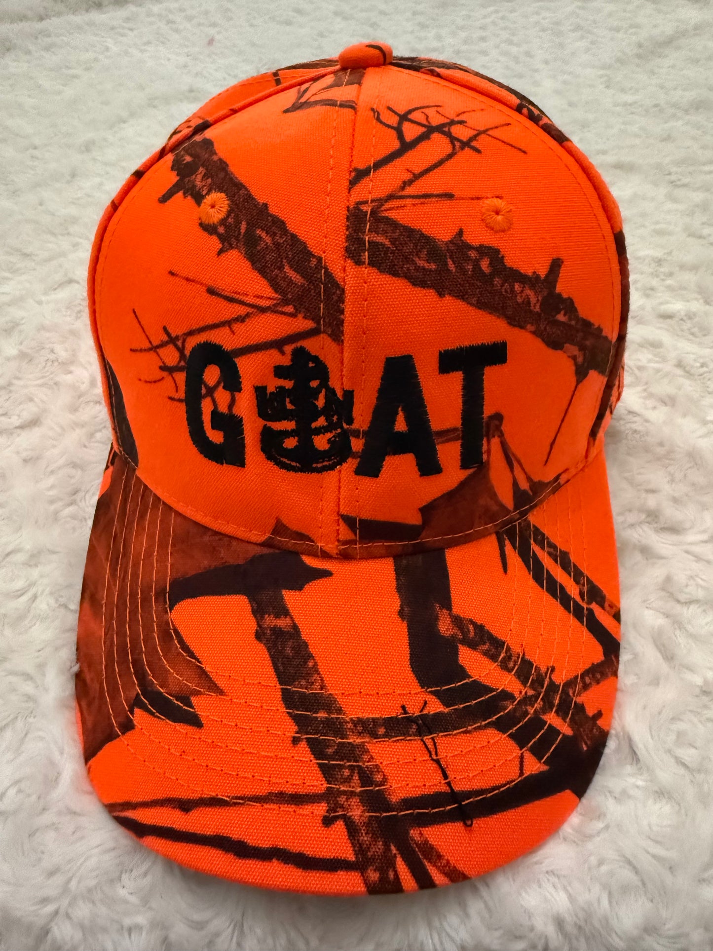 Orange Outdoor Camo and Black GOAT Hat