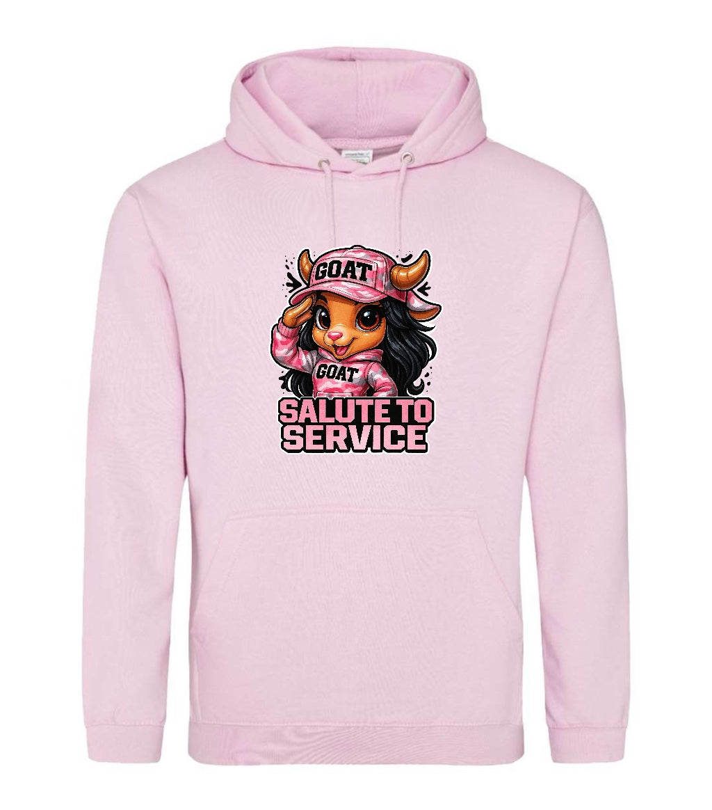 Pink Salute to Service Pink Goat Hooded Sweatshirt