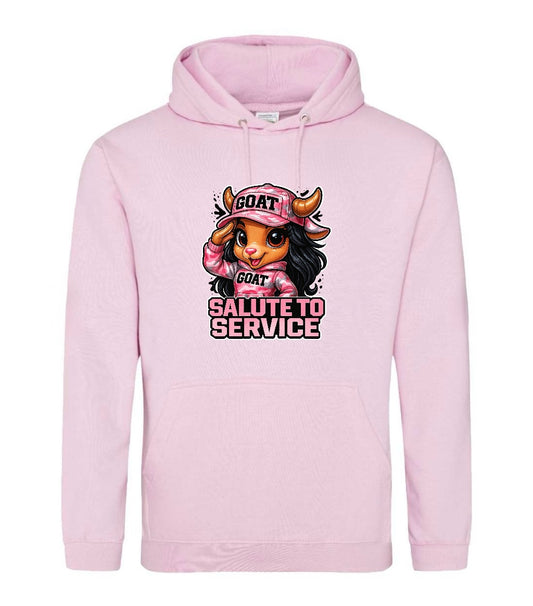 Pink Salute to Service Pink Goat Hooded Sweatshirt