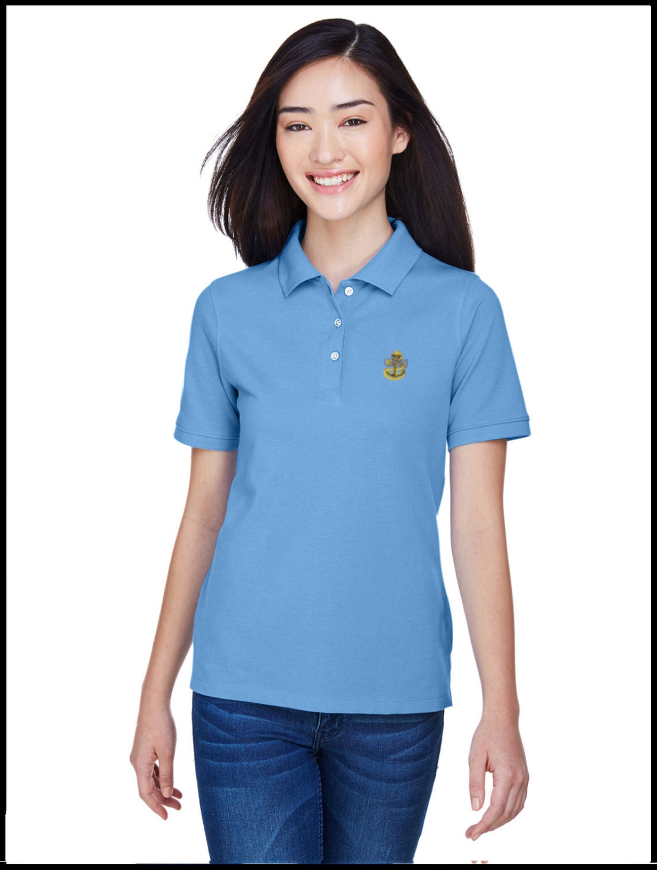 Ladies Piqué CPO Polo Shirt Light Blue