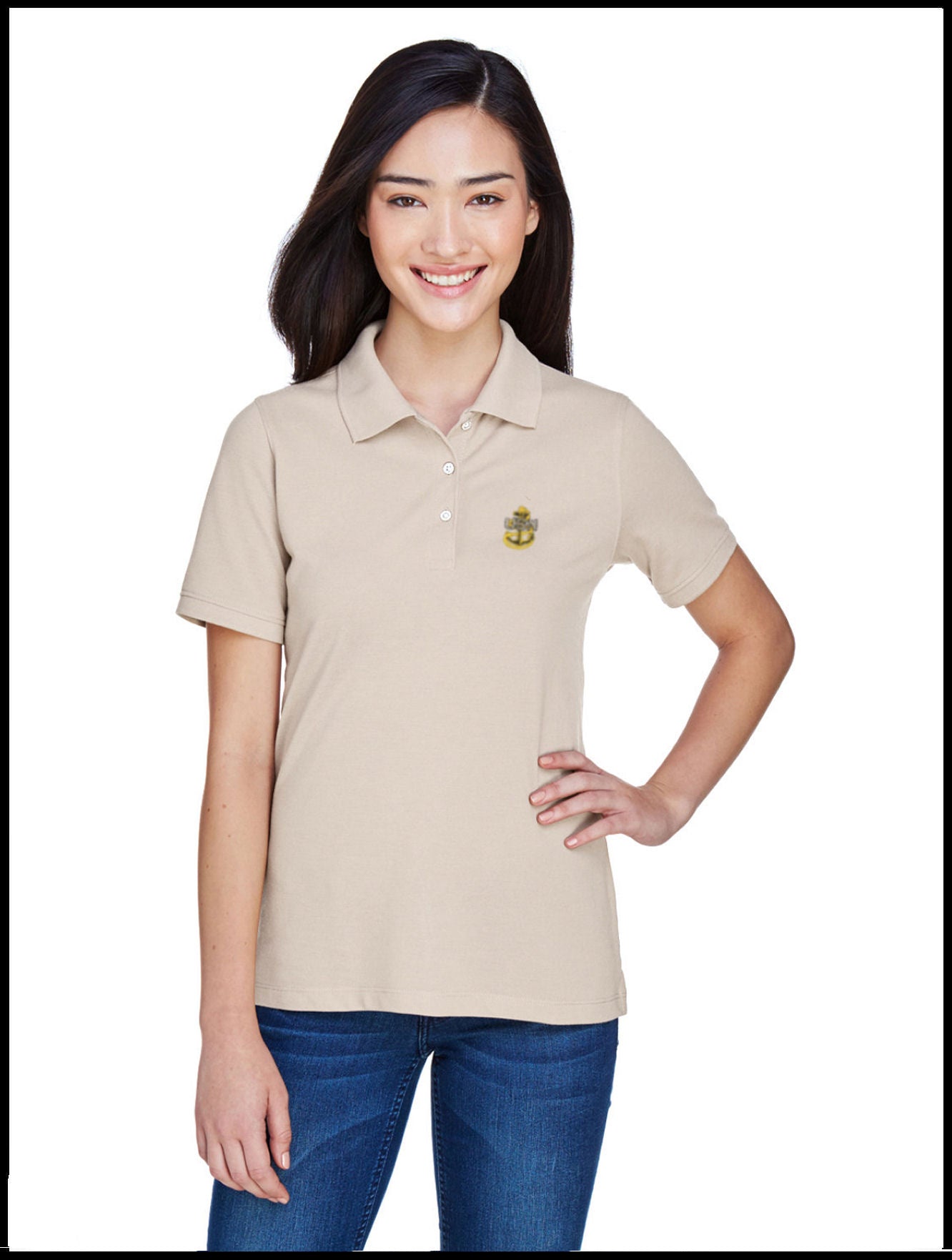 Ladies Piqué CPO Polo Shirt Tan