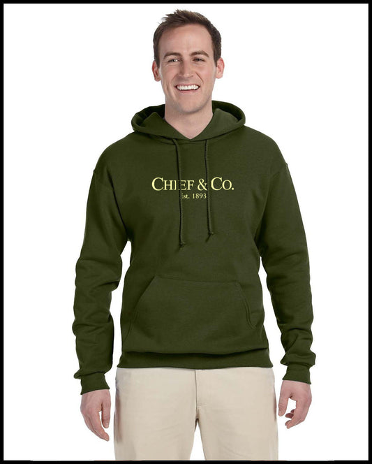 Chief & Co. Military Green & Cream Hooded Sweatshirt