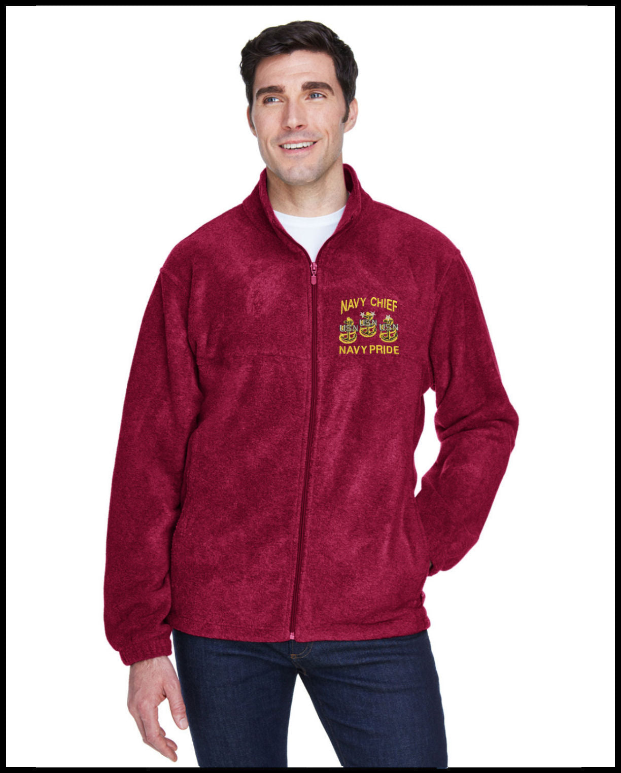 Wine Navy Chief Navy Pride Fleece Jacket