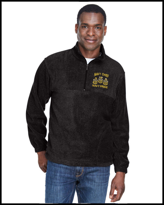 Black Navy Chief Navy Pride Fleece Quarter Zip Jacket