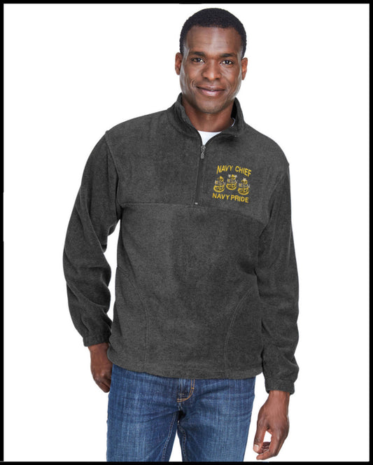 Grey Navy Chief Navy Pride Fleece Quarter Zip Jacket