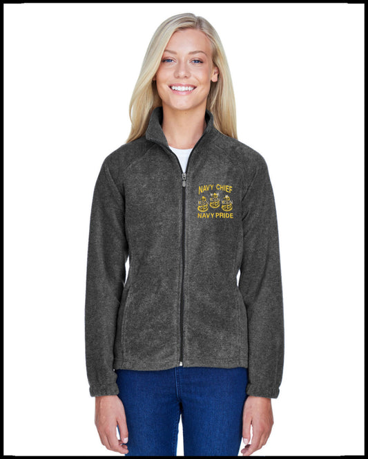 Ladies Grey Navy Chief Navy Pride Fleece Jacket