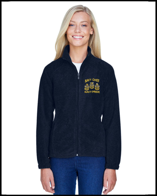 Ladies Navy Blue Navy Chief Navy Pride Fleece Jacket