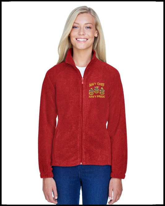 Ladies Red Navy Chief Navy Pride Fleece Jacket