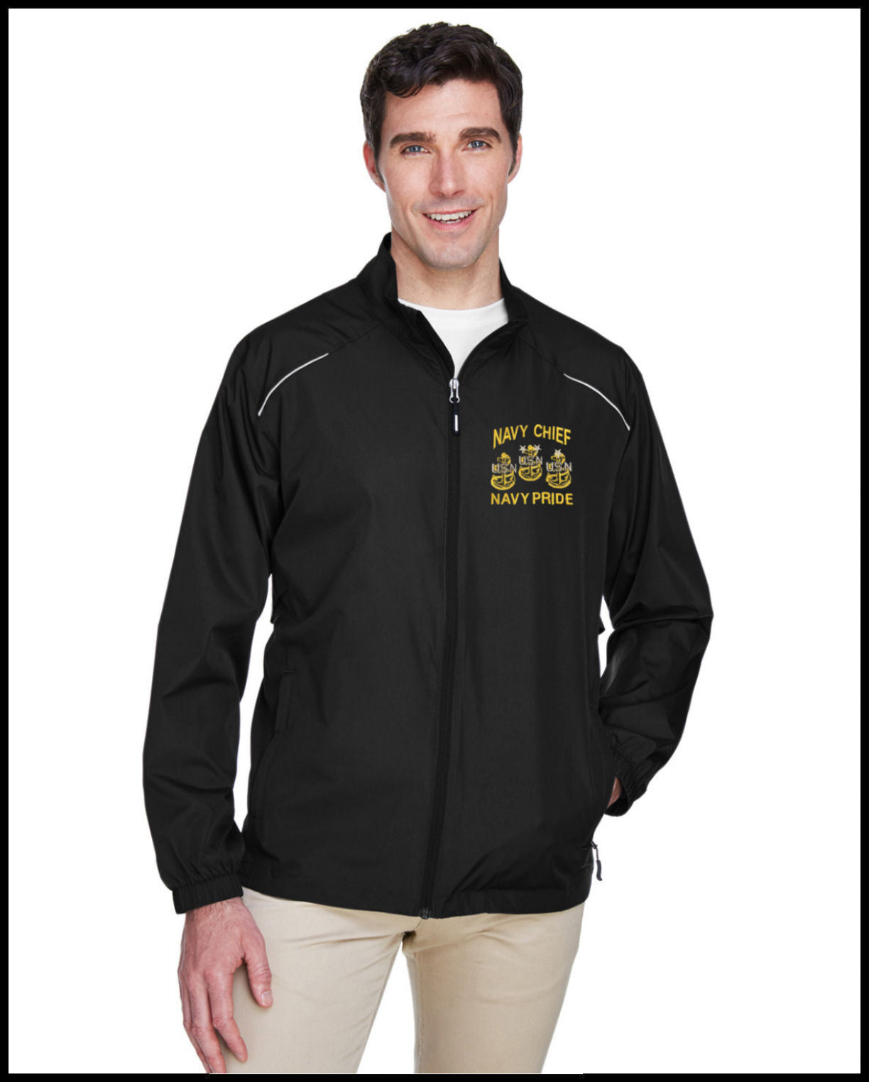 Navy Chief Navy Pride Black Techno Lightweight Jacket