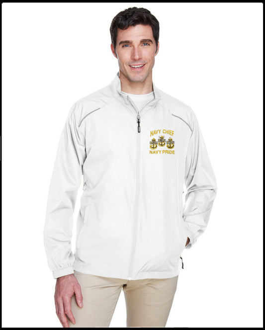 Navy Chief Navy Pride White Techno Lightweight Jacket