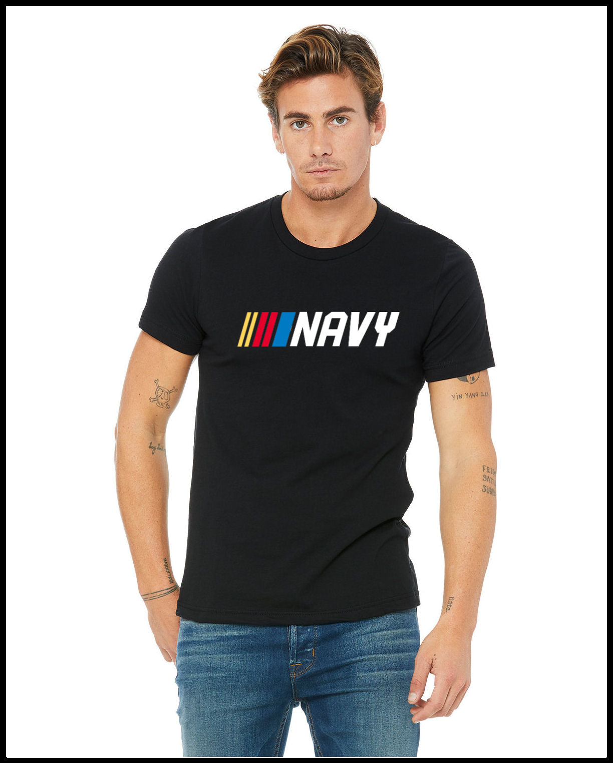 Navy Racer Black T-Shirt