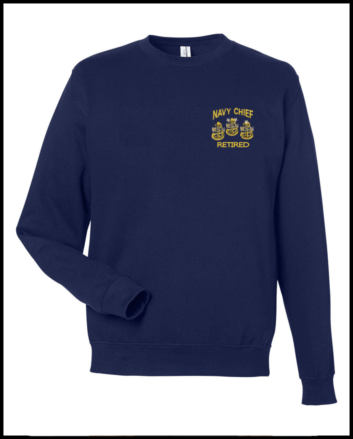 Retired Navy Chief Navy Pride 3 Anchors Embroidered Navy Blue Sweatshirt