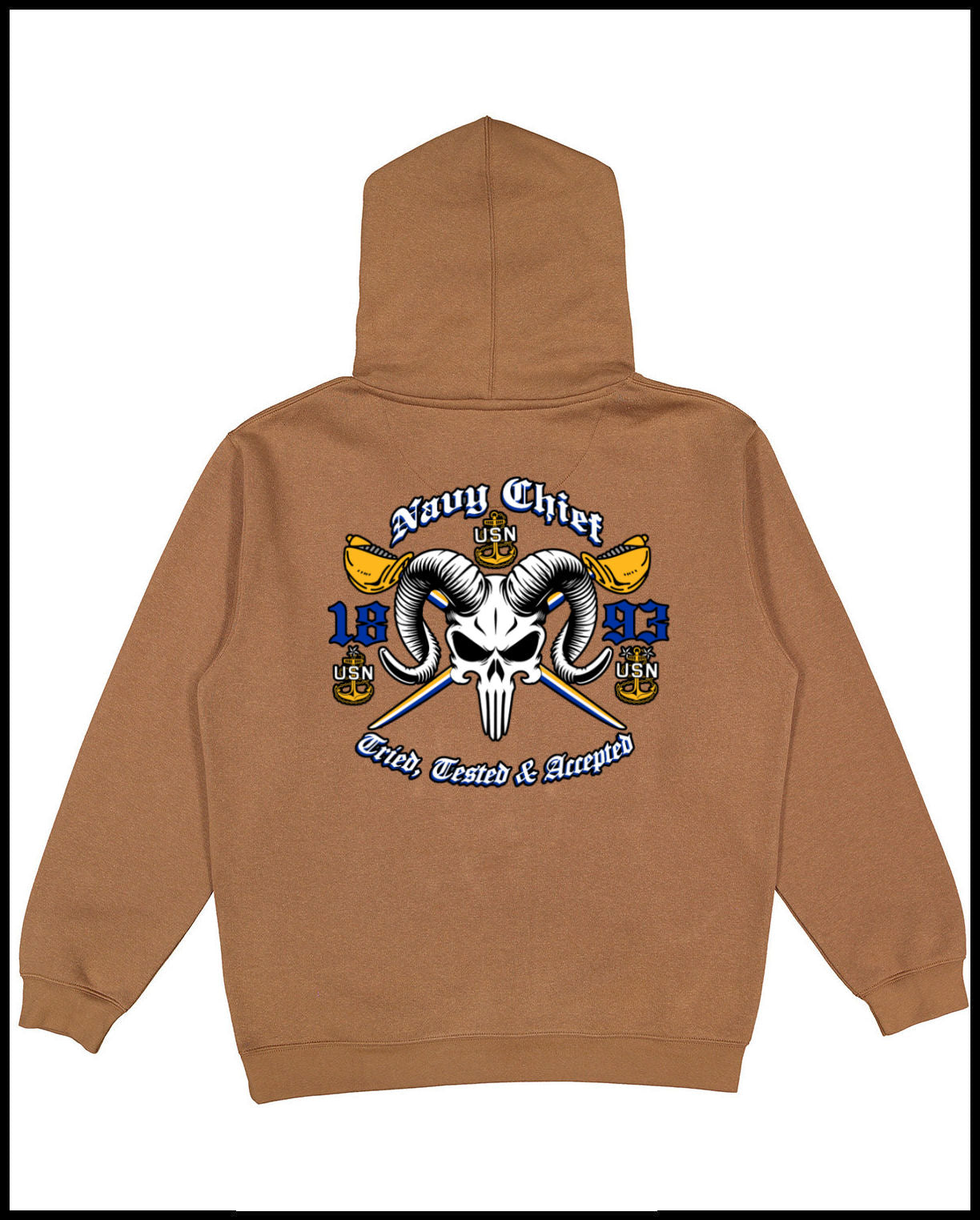 Chief Punisher Goat Coyote Brown Hooded Sweatshirt