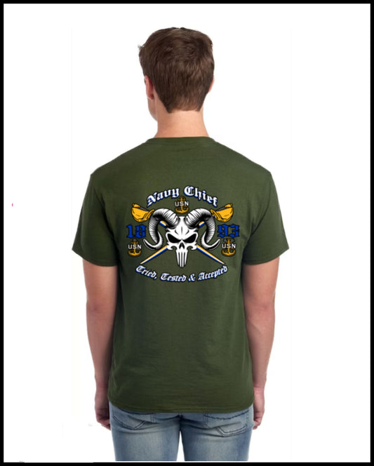 Chief Punisher Goat Military Green Dry-Fit T-Shirt