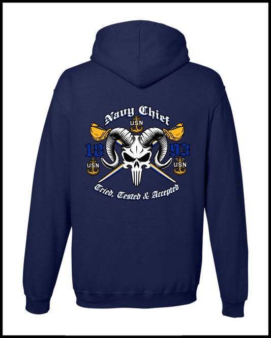 Chief Punisher Goat Navy Blue Hooded Sweatshirt