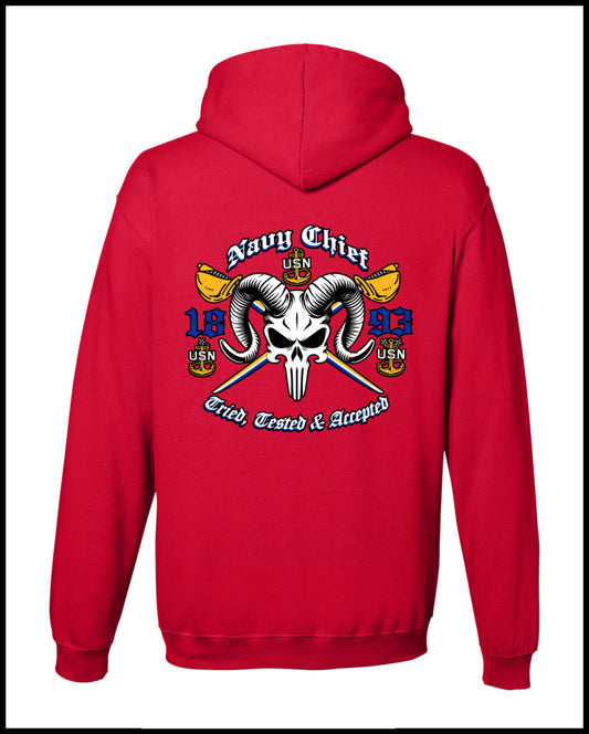 Chief Punisher Goat Red Hooded Sweatshirt