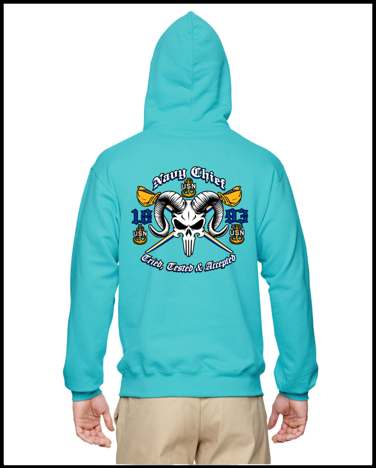 Chief Punisher Goat Tahiti Blue Hooded Sweatshirt