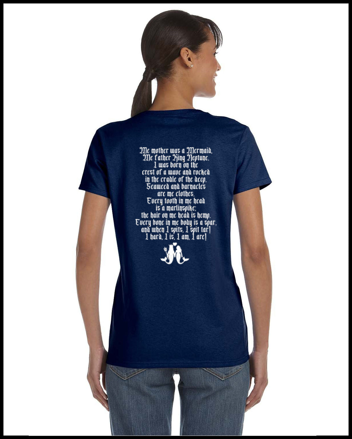 Me Mother was A Mermaid T-Shirt Navy & White