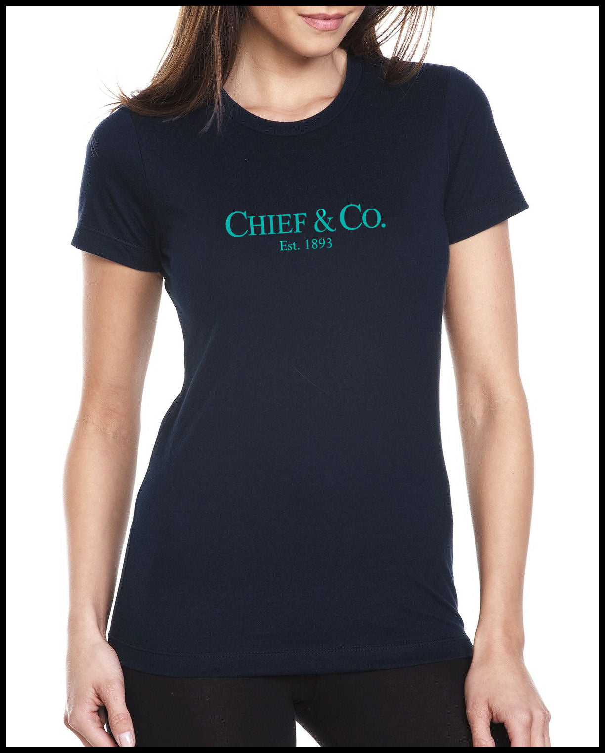 Chief & Company Navy & Tahiti Blue Ladies Cut T-Shirt