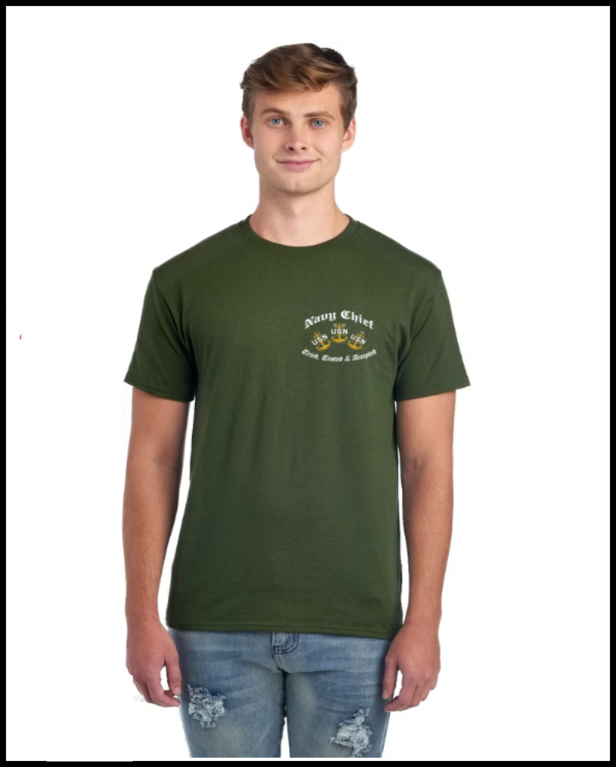 Chief Punisher Goat Military Green Dry-Fit T-Shirt