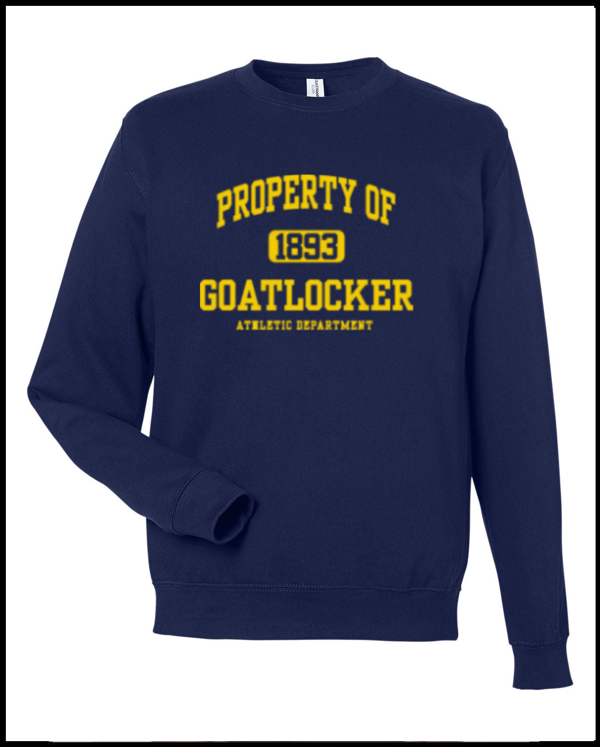 Property of Goat Locker 1893 or 1917 Navy & Golden Yellow Sweatshirt