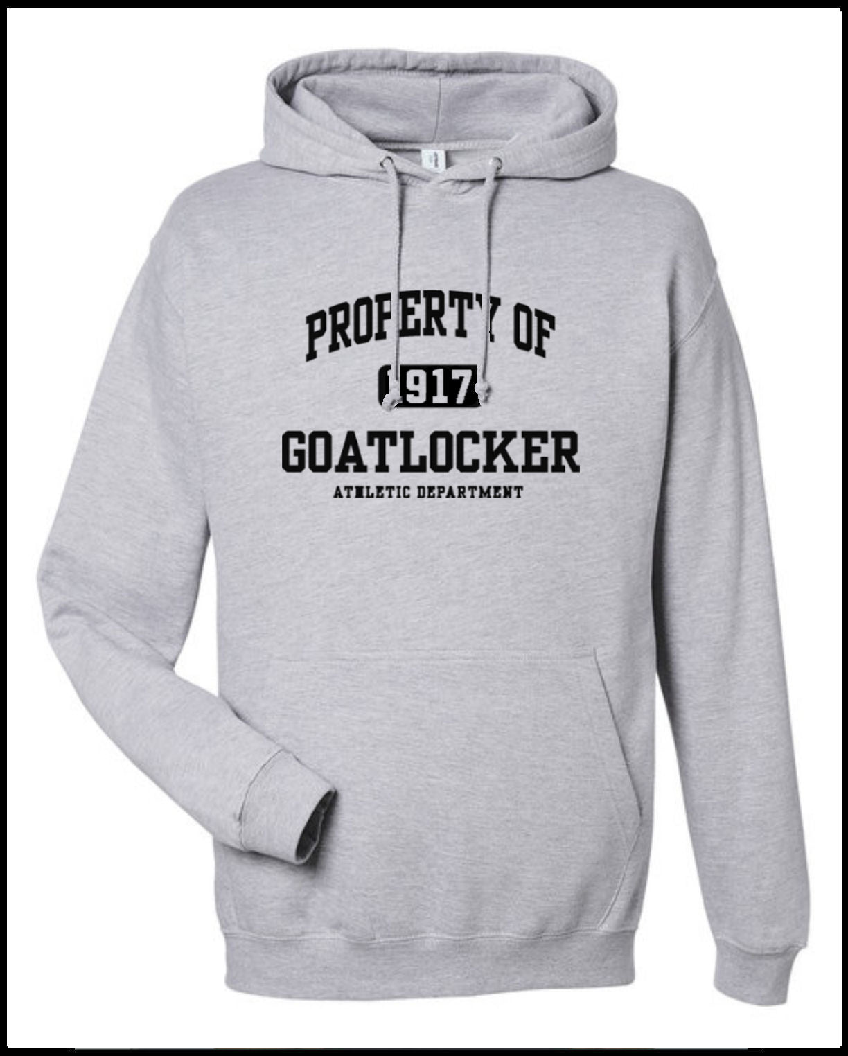 Property of Goat Locker Sports Gray & Navy Hooded Sweatshirt