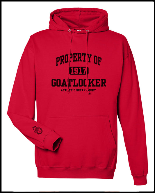 Property of Goat Locker Red & Black Hooded Sweatshirt