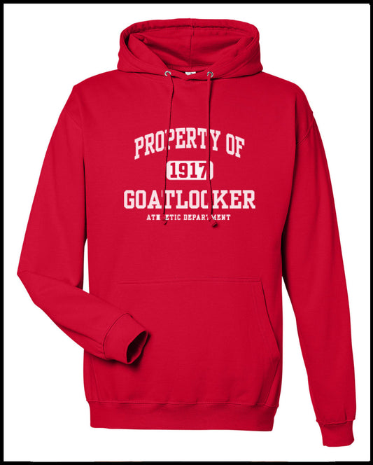 Property of Goat Locker Red & White Hooded Sweatshirt
