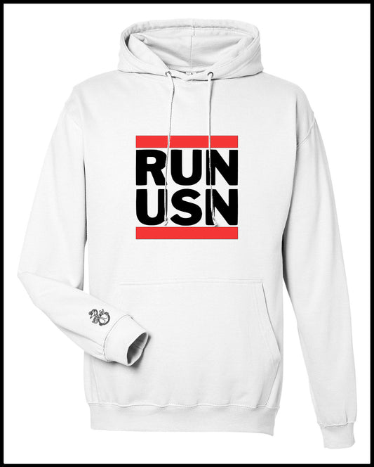 Run USN White Hooded Sweatshirt