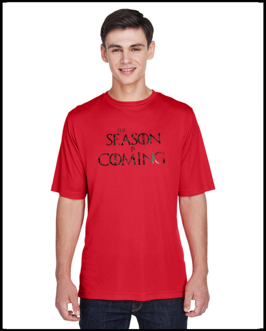 The Season Is Coming Red & Hunters Camo Dry Fit T-Shirt