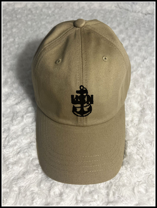 Khaki and Black CPO Hat- Cotton