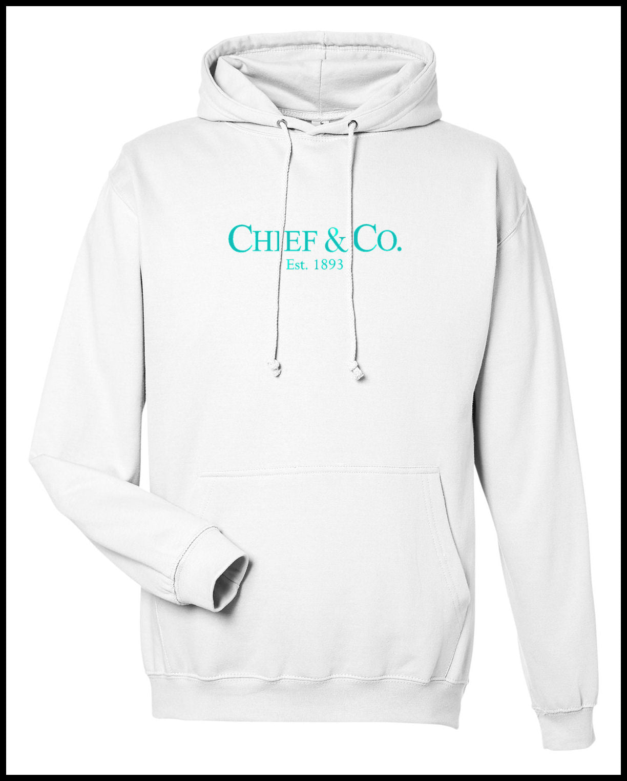 Chief & Co. White & Tahiti Blue Hooded Sweatshirt