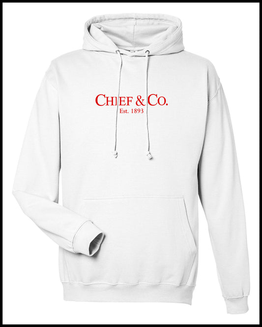 Chief & Co. White & Red Hooded Sweatshirt